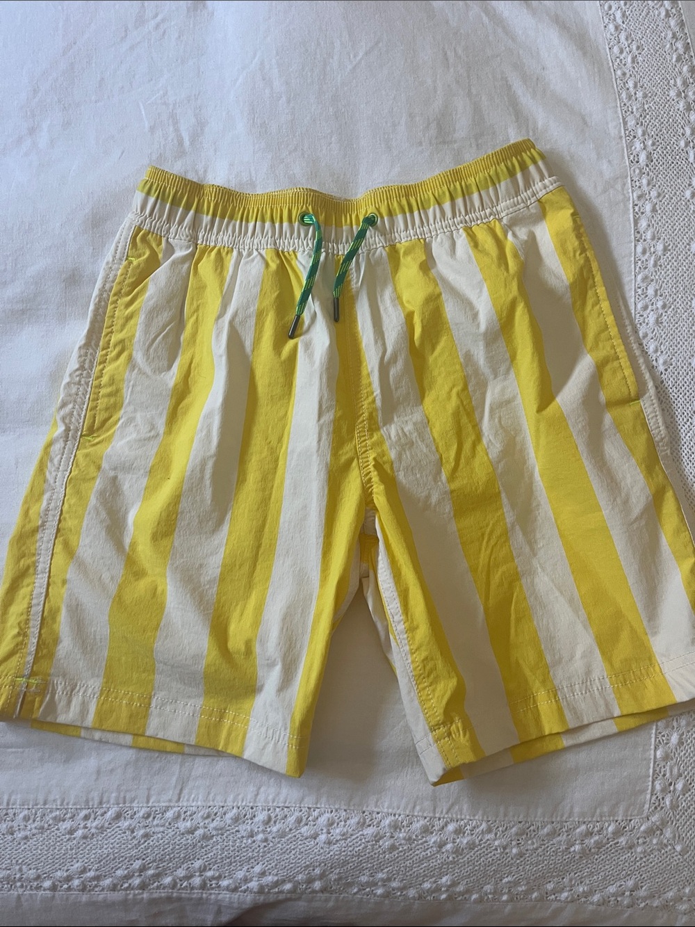 Crewcuts Yellow & White Striped Swim Trunks, size 14